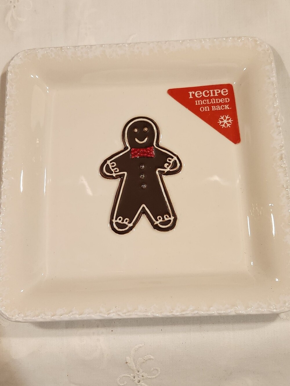 Hallmark Square Jolly Gingerbread Man Plate  & Recipe 7"x7"